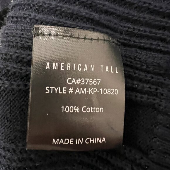 American Tall Men's Knit Polo Shirt Ribbed Short Sleeve Navy M Tal - Picture 4 of 4